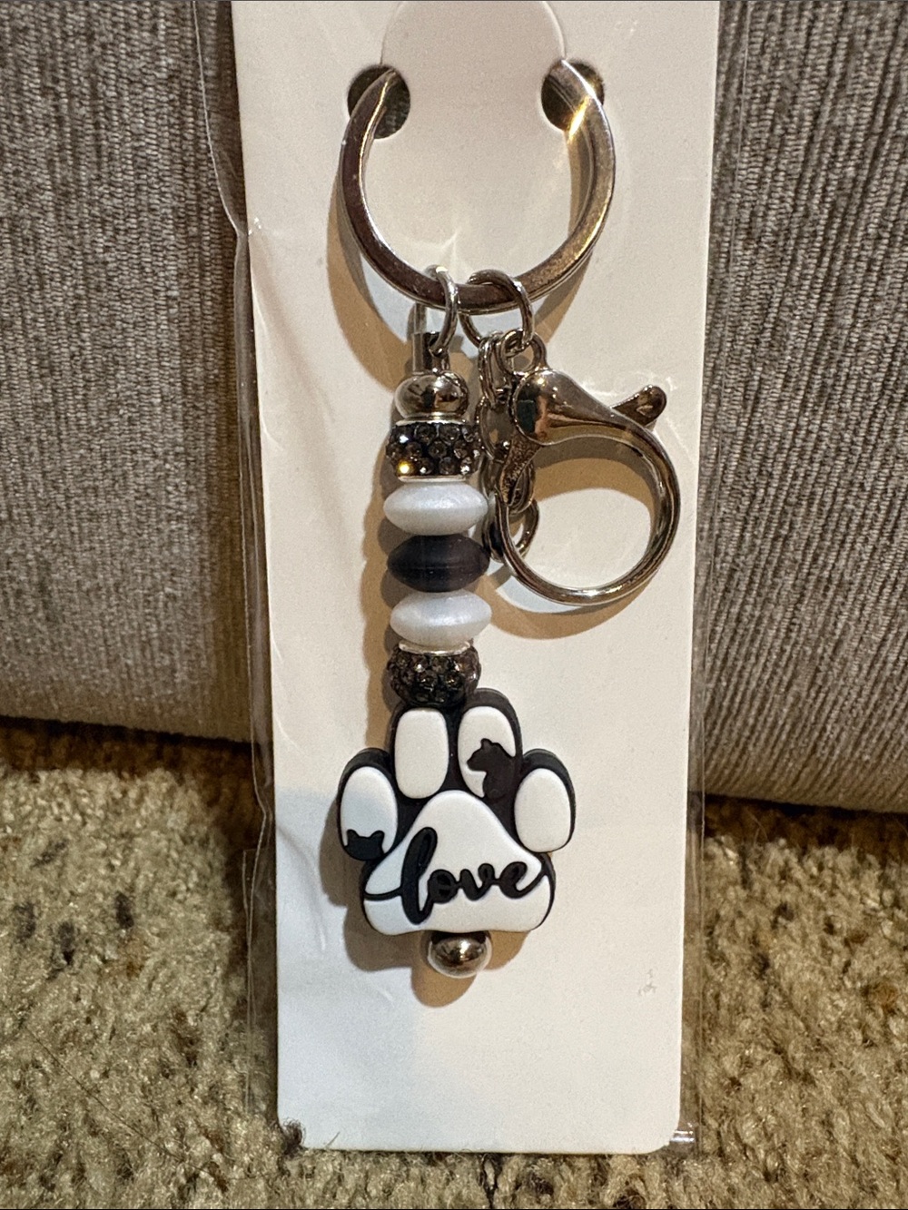 Hand Crafted Pet Paw 'Love' Keychain Charm